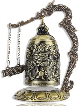 Vintage Dragon Bell Antique Bronze Dragon Bell Hand Carved Good Luck Bell
