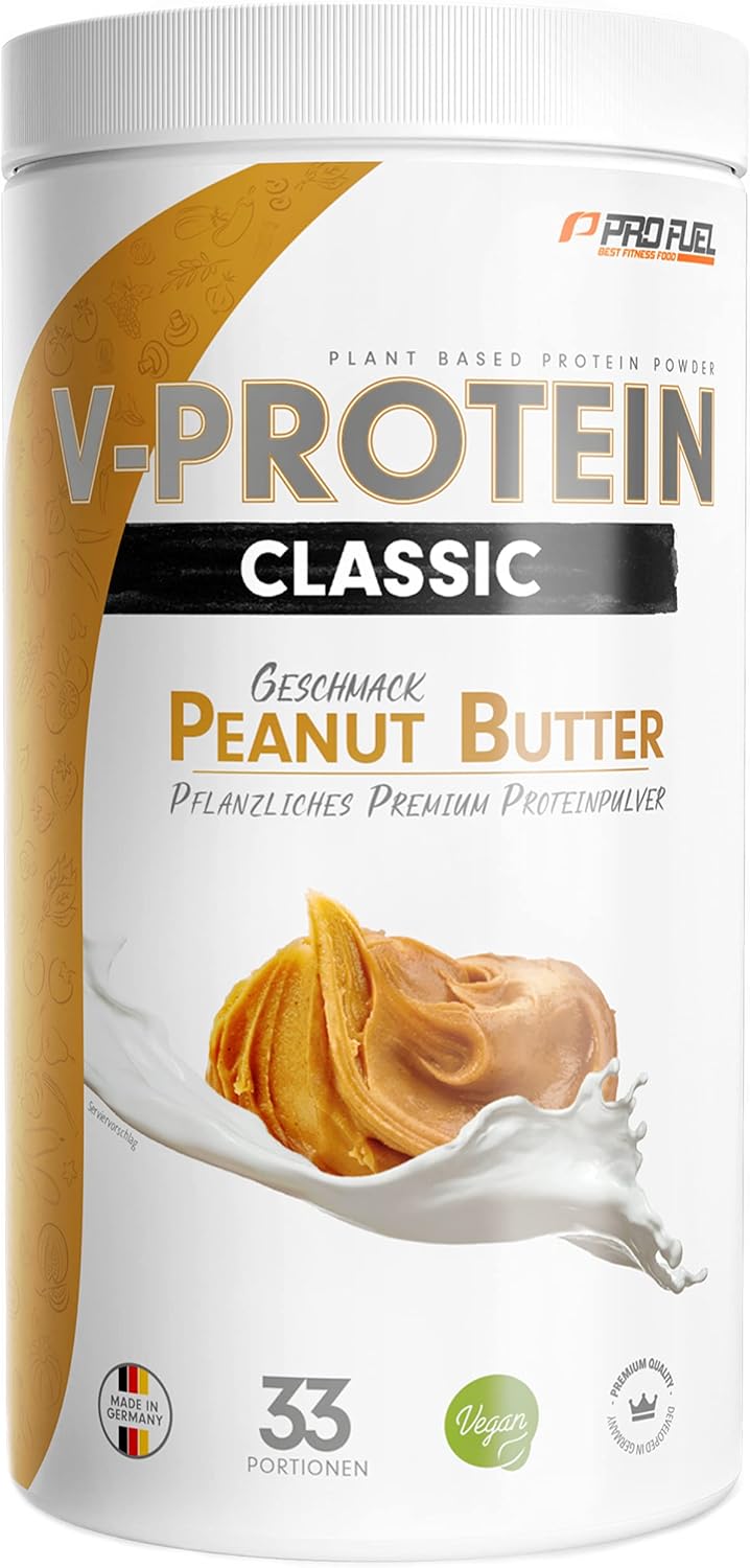 Vegan Protein Pulver ERDNUSSBUTTER 1kg VPROTEIN Pflanzliches Eiweißpulver auf Erbsenprotein