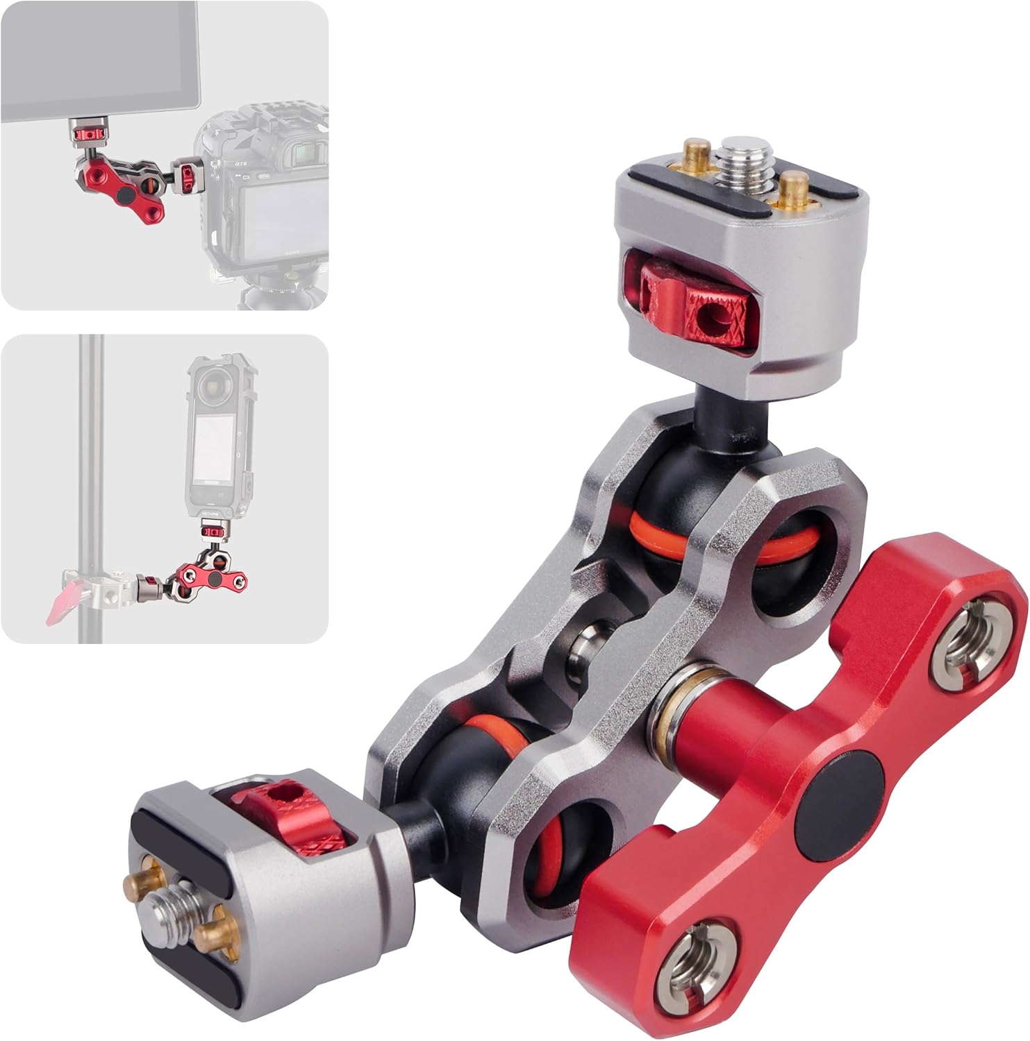 Came-TV Camera Magic Arm with 360° Dual Ball Head & 1/4" Screws & Anti-Twist Pins, Aluminum Magic Arm Camera Mount Articulating Arm Field Monitor Mount for LED Light/Mic/Camera Cage/Tripod (61014)