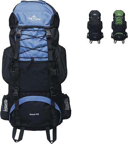TETON Sports Scout - Marco interno de alto rendimiento para mochileros, senderismo, camping, Bluejay, 45 L (2746,07 pulgadas cubicas)