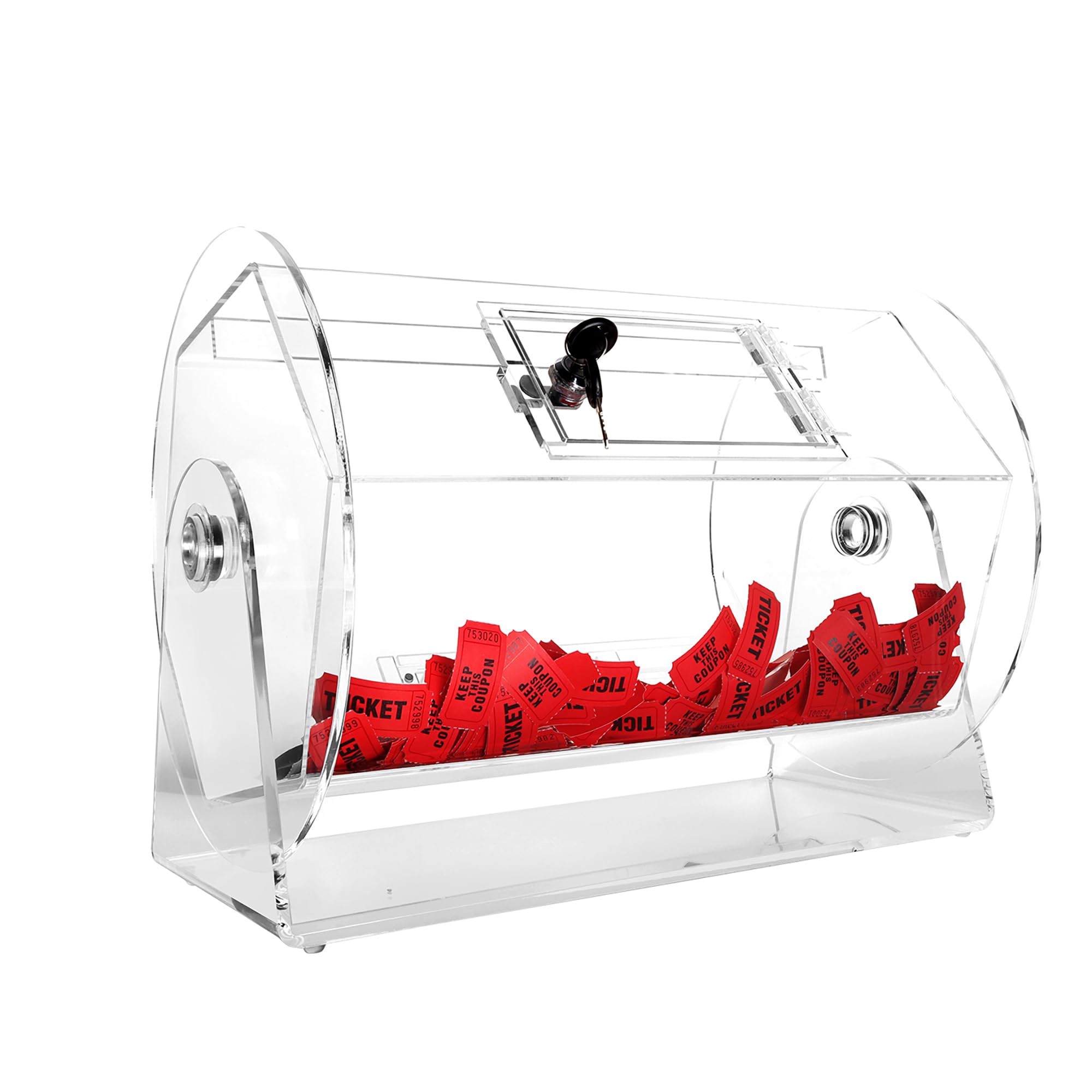 GSE Games & Sports Expert Acrylic Raffle Drum, Professional Raffle Ticket Spinning Cage for Tickets, Balls, Holds 2,000 Tickets (Small, Medium, Large Available)