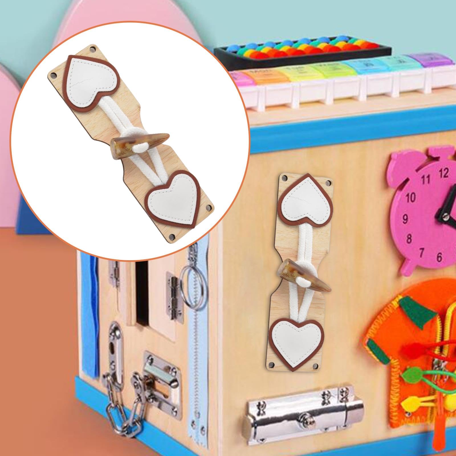 F Fityle Montessori Busy Board Zubehör – Holz- & Stoff-Teile Mit Schnalle, Reißverschluss & Schleife, Für Kleinkinder Ab 1 Jahr