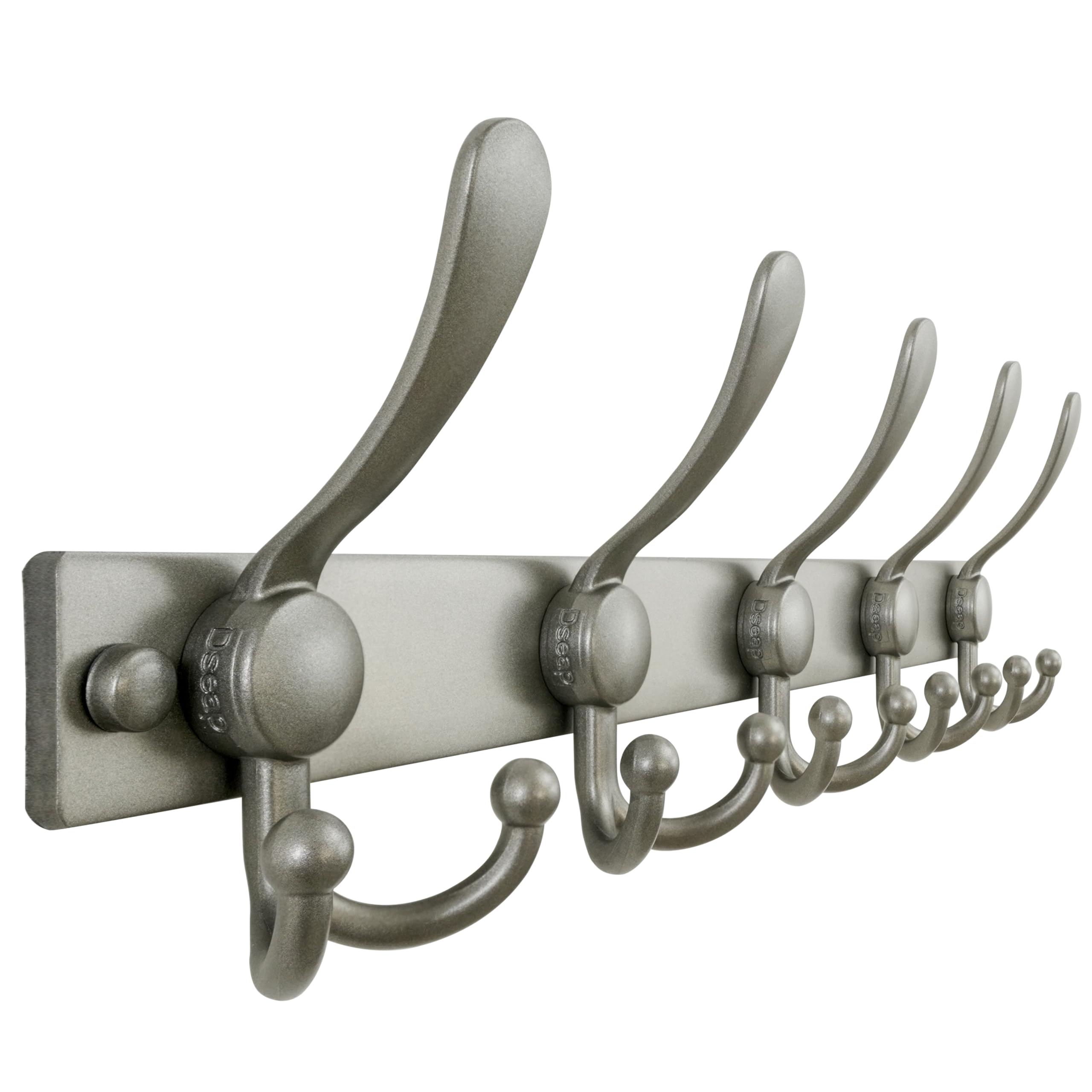 Dseap Coat Rack Wall Mount, Heavy Duty 2.5mm Base vs Flimsy 1mm, Double-Thick Solid Anti-Snap Hooks, Stainless Steel Hanger Organizer for Clothes Hat Entryway Closet Mudroom, Grey