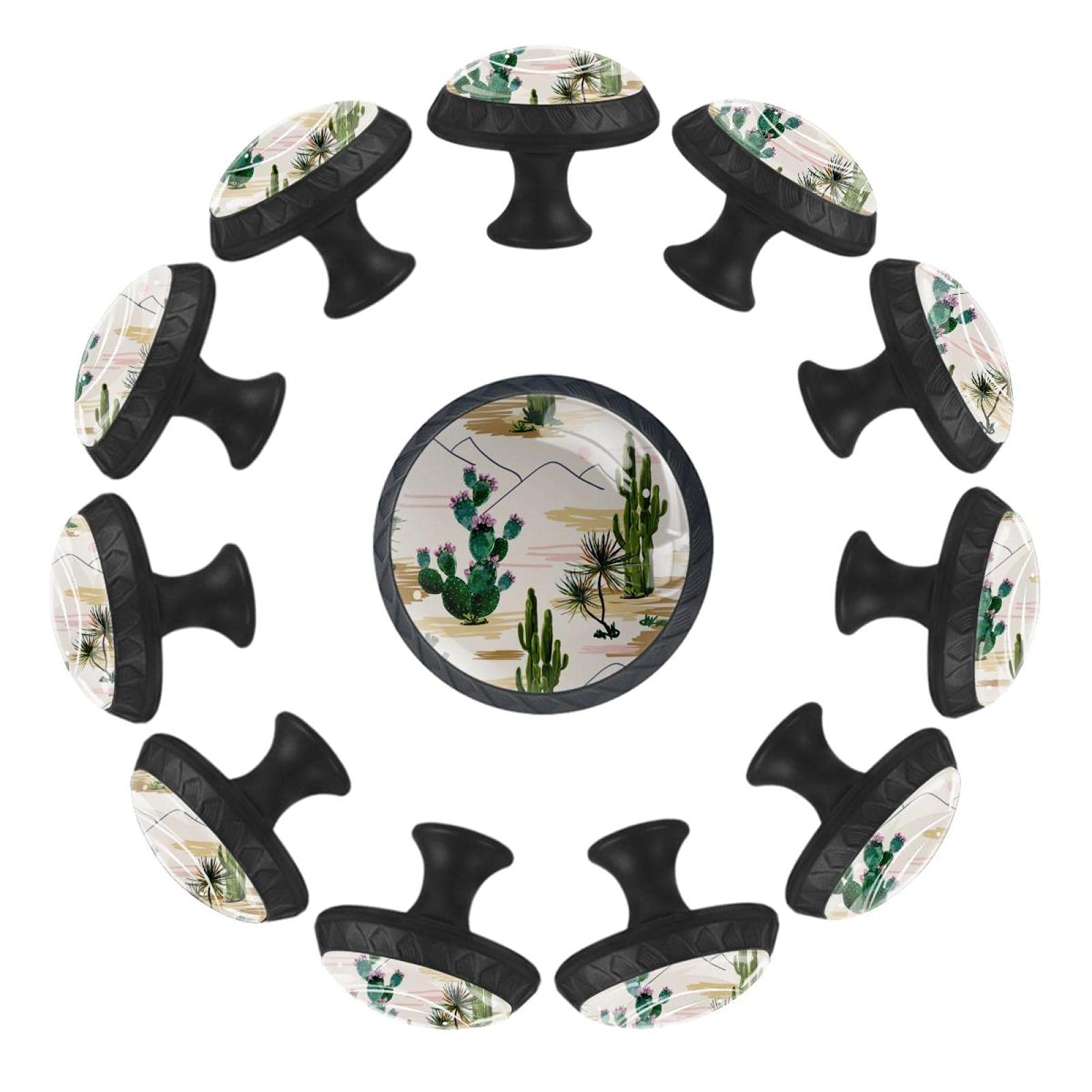 Boutons de tiroir ronds Cactuses : déco désert pour commode de crèche