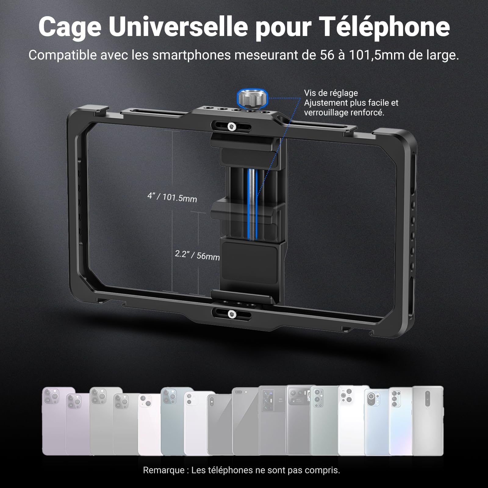NEEWER Kit de vlogging pour téléphone amélioré, stabilisateur vidéo avec Double poignée, Fente Micro sans Fil pour Tiktok/Youtube, Compatible avec SmallRig iPhone 16 15 14 13 Pro Max Galaxy S23, PA009