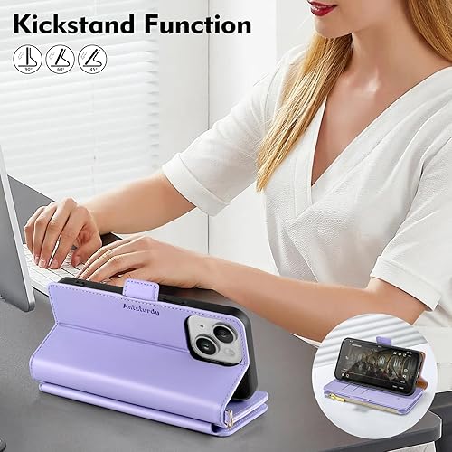 Miniatura 23 de Antsturdy Funda compatible con iPhone 15 Plus (bloqueo RFID). Funda de piel sintética para teléfono para mujeres y hombres, funda protectora a