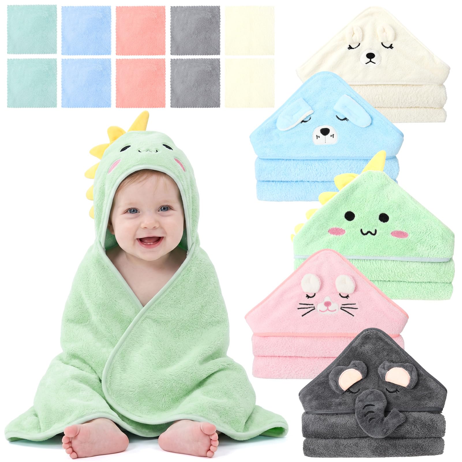 GSrenyu 5 Pcs Hooded Baby Towels 80 x 80 cm