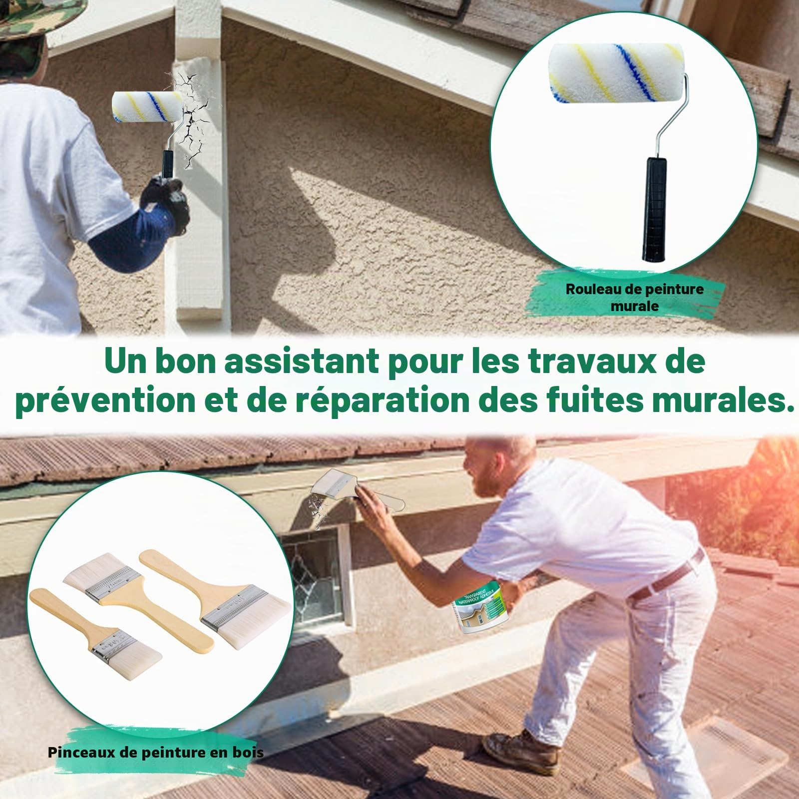 5Kg/202Fl.oz Liquide Étanchéité Transparent Scellant Invisible Imperméable Brosse Mastic Couteau Gants de Travail Rouleau de Peinture,pour la Toiture de la Salle de Bain de la Maison
