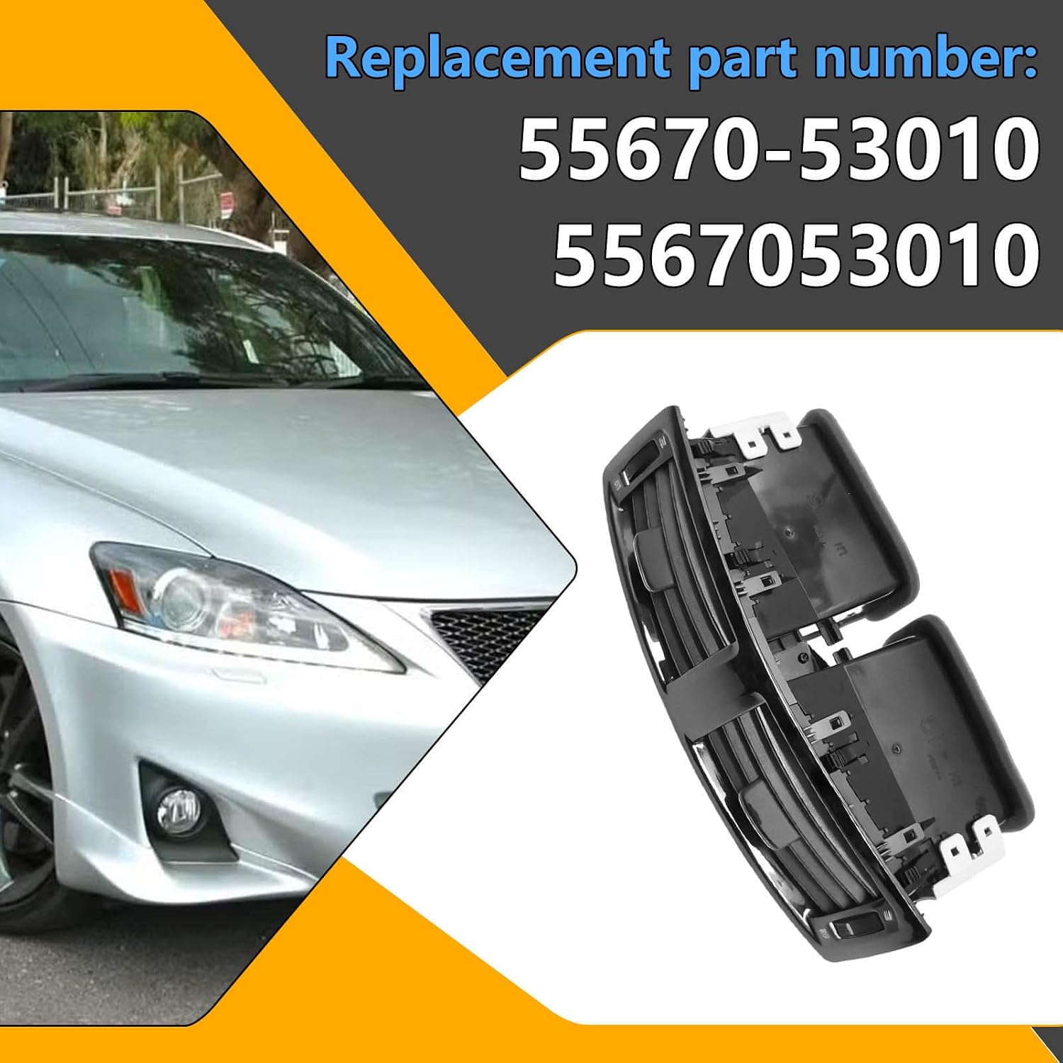 55670-53010 Center Dash AC Vent Panel with Hand Wheels for Lexus IS250 IS350 2006–2009,IS F 2008–2009 – Instrument Air Conditioning Heater Outlet Replacement 5567053010
