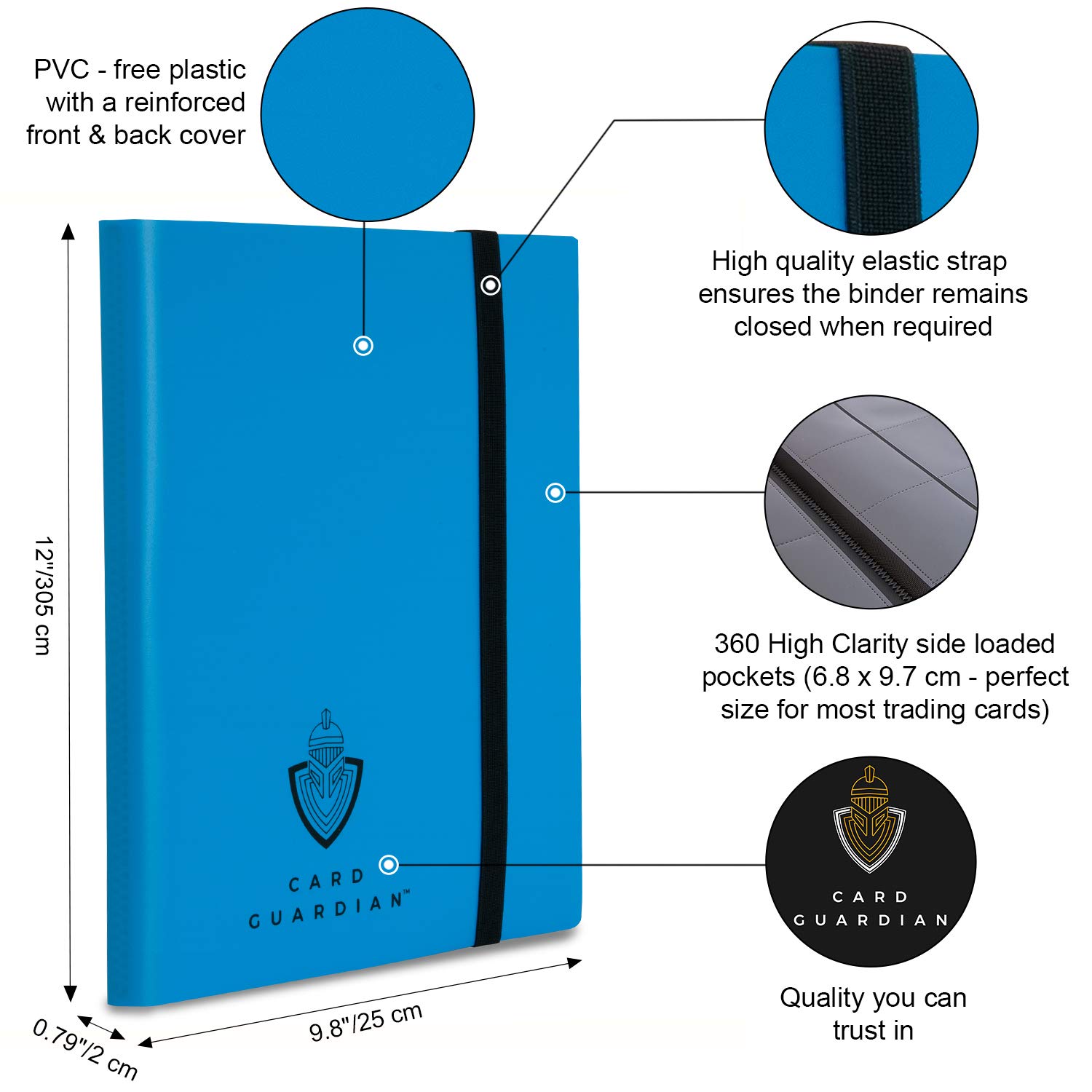 Amazon.com: Card Guardian - Blue Trading Card Album Binder for 360 Cards  with 9 Side Loading Pocket Pages for Trading Card Games TCG : Toys & Games