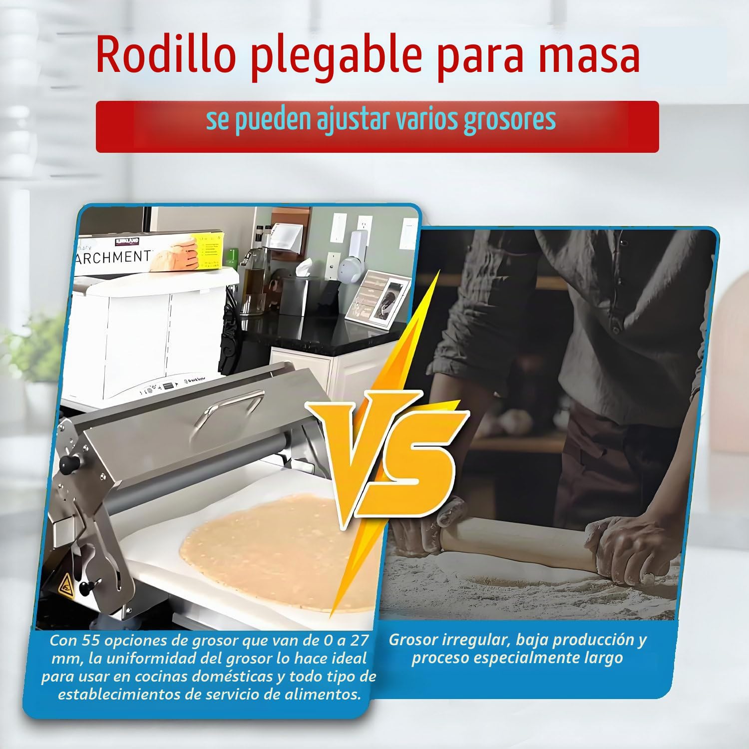 Rodillo de masa de grosor ajustable, máquina laminadora plegable con tabla de laminado. Máquina manual para fondant de sobremesa, ideal para hacer masa de hojaldre. Model300