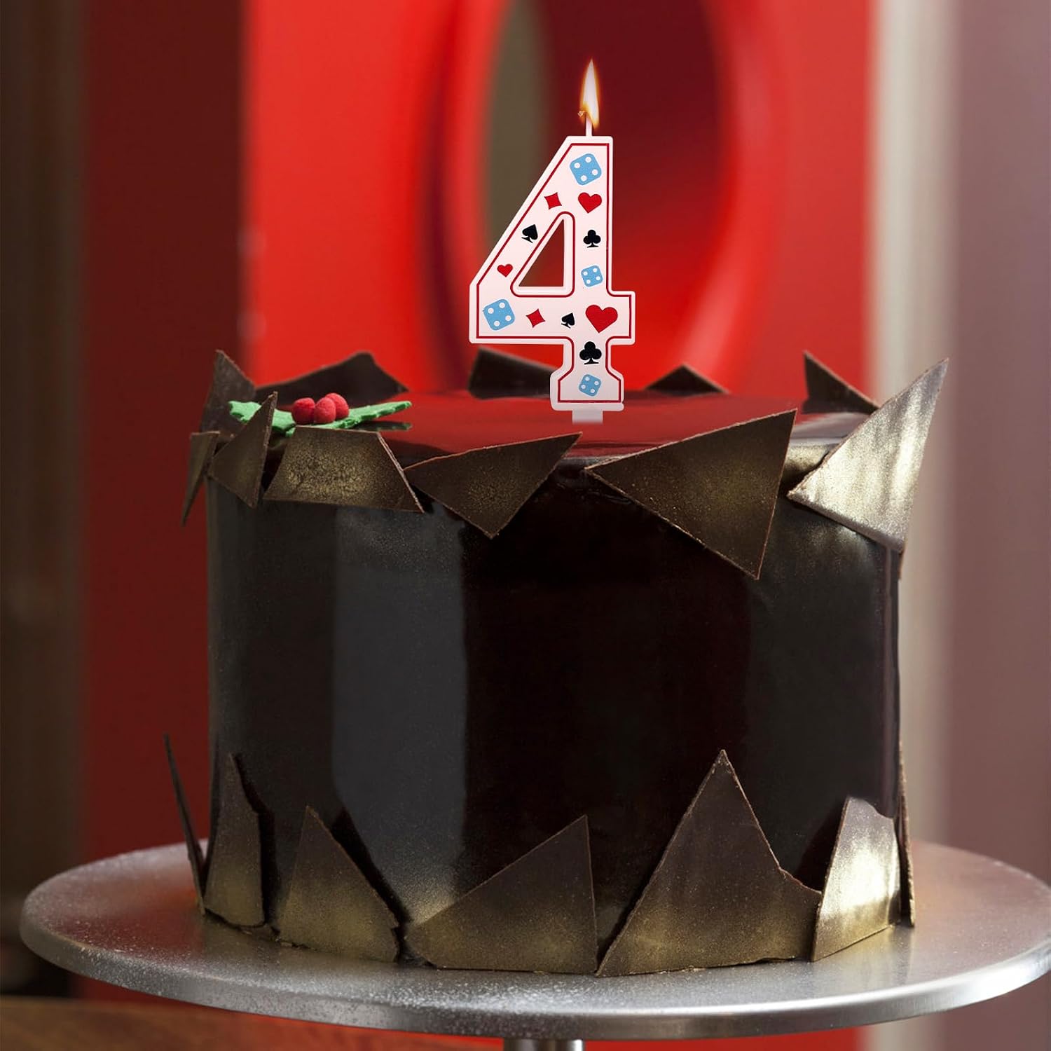 Casino Theme Birthday Candle, Poker Dice Number Candle for Cake Decorations Gambling Themed Birthday Party Decoration Supplies (Number 4) image 4