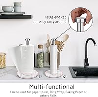 Vista 3 de Soporte para toallas de papel para encimera con base de mármol blanco ponderado de 7 pulgadas, soporte moderno de pie para rollo de papel, acabado