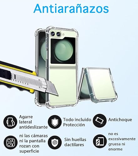 Miniatura 7 de Funda para Samsung Galaxy Z Flip 5 5G Acrílico transparente + TPU Cuatro esquinas Funda protectora transparente sin amarillamiento (transparente)