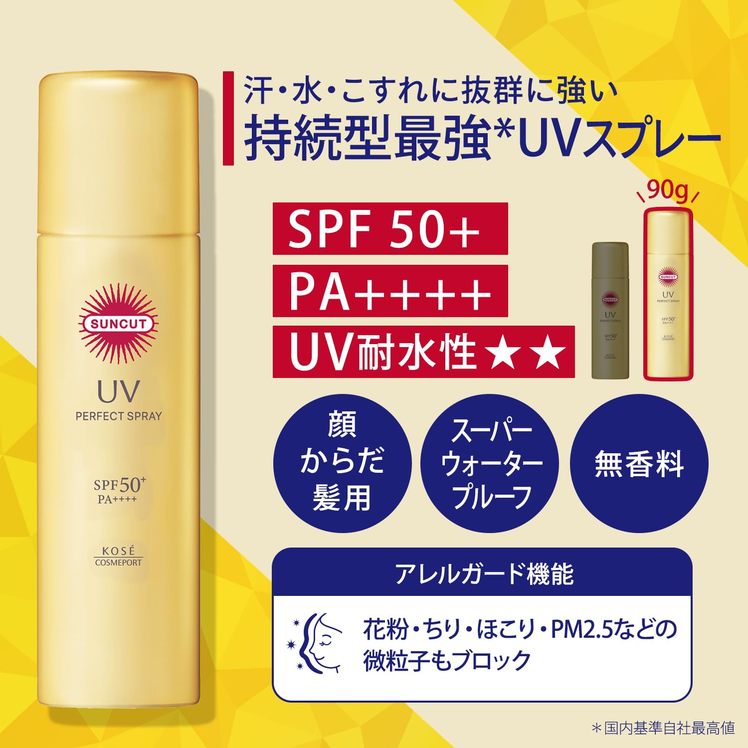 Amazon.co.jp: Suncut KOSE Perfect UV Spray SPF50+ PA++++ 90g Large