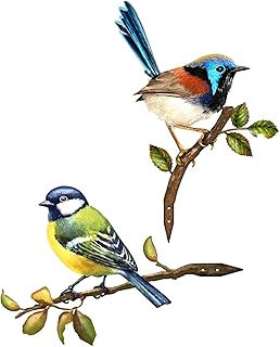 Metal Bird Decoration, Courtyard Decoration, Garden Decoration, Outdoor Decoration, Fence Decoration, Tree Branch Decoration, Metal Bird Craft Sculpture Art, Courtyard Art (2, Colorful)