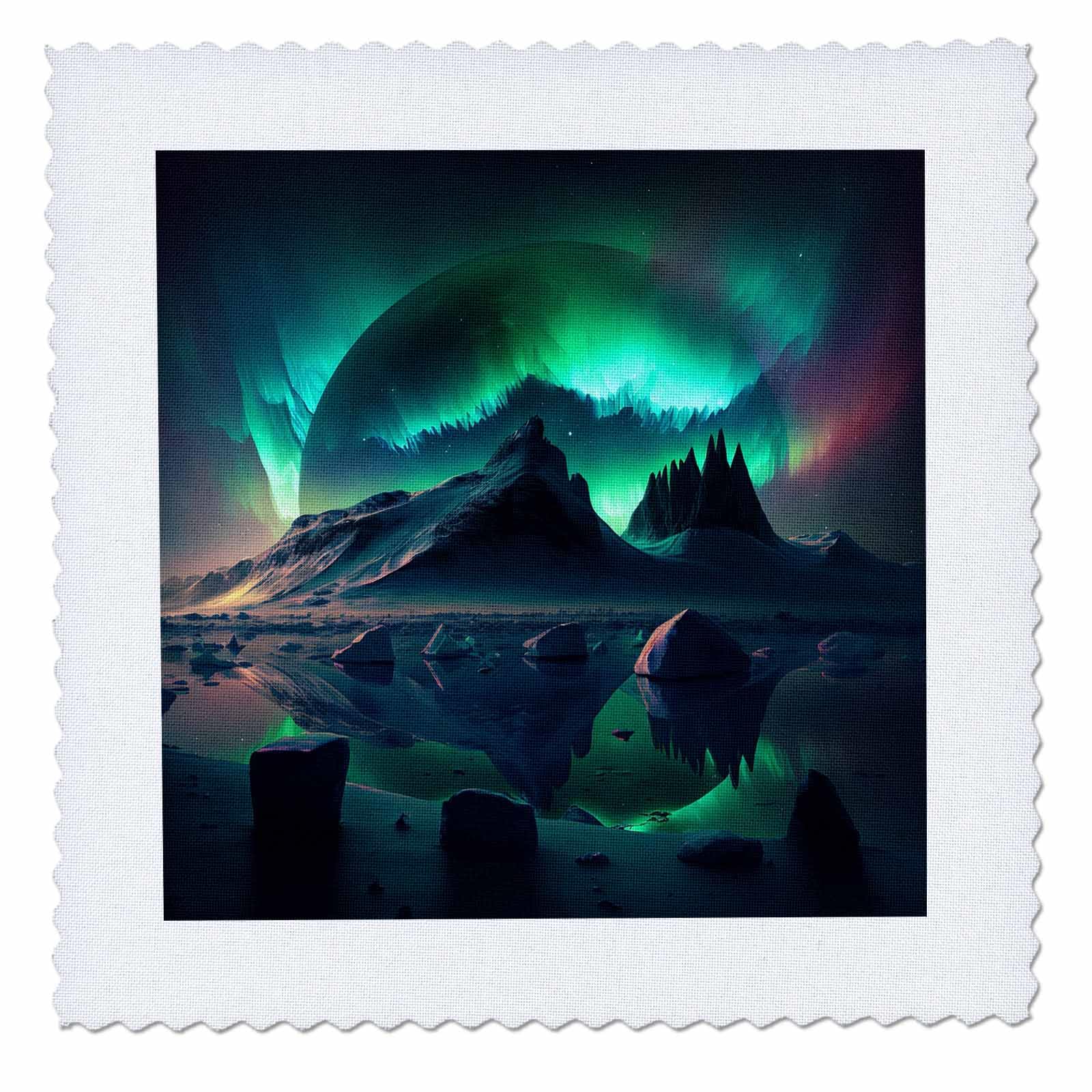 3dRose Anne Marie Baugh - Backgrounds - Aurora Borealis Night Sky - Quilt Squares (qs-382760-1)