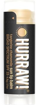 Hurraw! Sun Lip Balm Zinc Oxide Protection, Broad Spectrum SPF 15, Tangerine, Chamomile Organic, Certified Vegan, Gluten Free. Non-GMO, 100% Natural. Bee, Shea, Soy and Palm Free. Made in USA