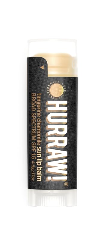 HURRAW! Bálsamo labial Sun Tangerina e Camomila com óxido de zinco e SPF 15, 1 unidade de 4,8 g