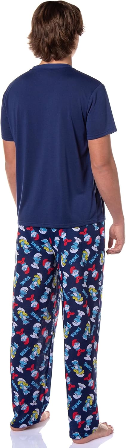 INTIMO The Smurfs Pjs Mens Papa Smurf Short Sleeve Shirt And Pants Pajama Set - Image 4