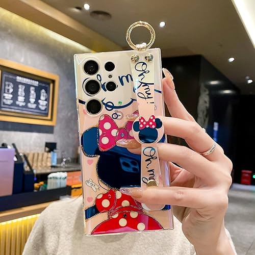 Miniatura 6 de Lastma Funda para Samsung Galaxy S23 Ultra de 6.8 pulgadas con correa de muñeca con purpurina IMD lindo diseño de dibujos animados kawaii diseño de