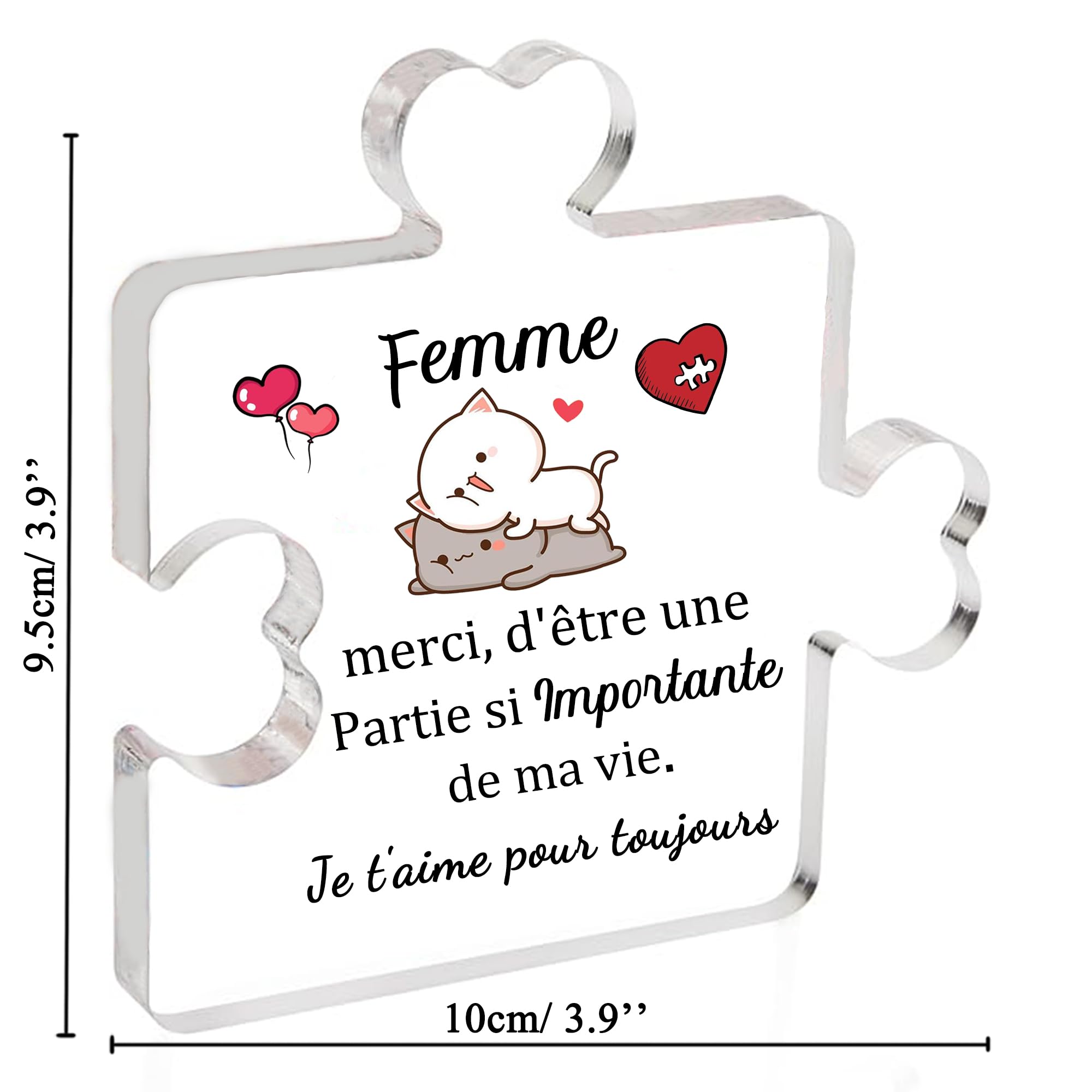 Plaque Acrylique "Je T'aime" Cœur Gravée - Cadeau Romantique Pour Elle - Saint-Valentin, Anniversaire, Noël