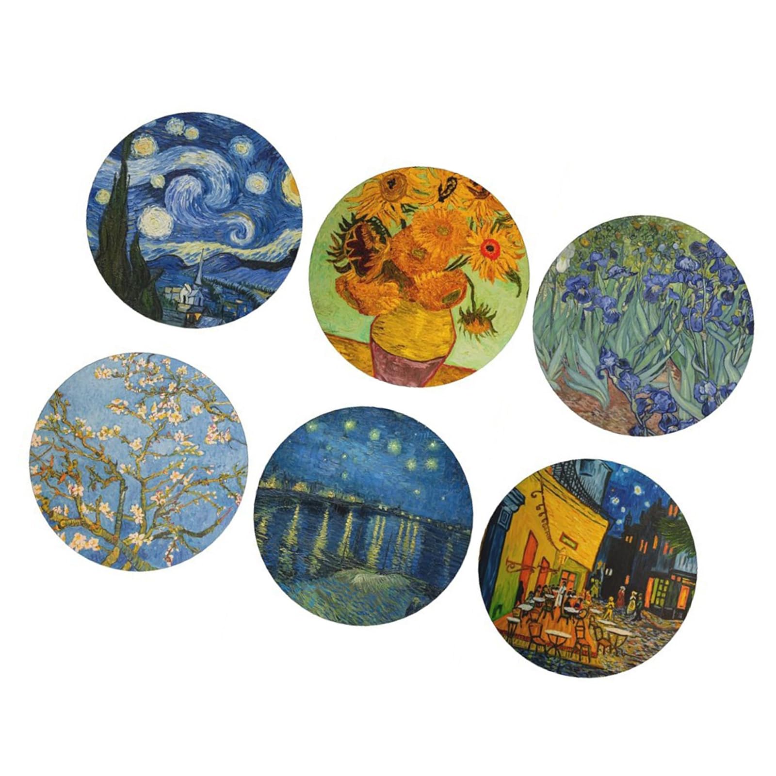 Of 6 Wooden Coasters Multicolor Heatproof Cup Mats Perfect for Hot Drinks Party Supplies Placemats
