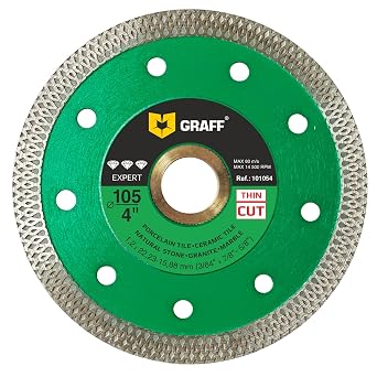 GRAFF Super Thin 4 Inch Porcelain and Ceramic Tile Diamond Blade - Diamond Cutting Wheel for Hard Tile, Ceramic, Natural Stone, Marble, Granite, Porcelain - Diamond Saw Blade for Angle Grinder