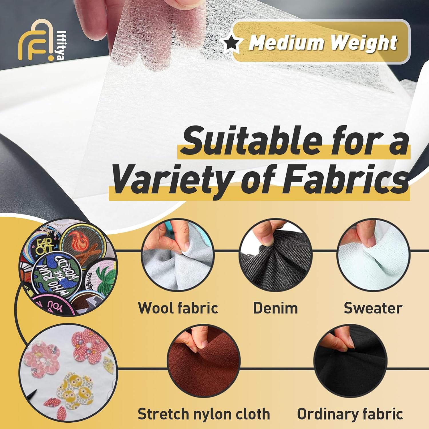 Stitch Witchery 20 Sheets, 8" x 12" Fusible Webbing for Fabric Applique, Medium Weight Fusible Interfacing, Stitch Witchery Fusible Bonding Web for Fabric for DIY Crafts