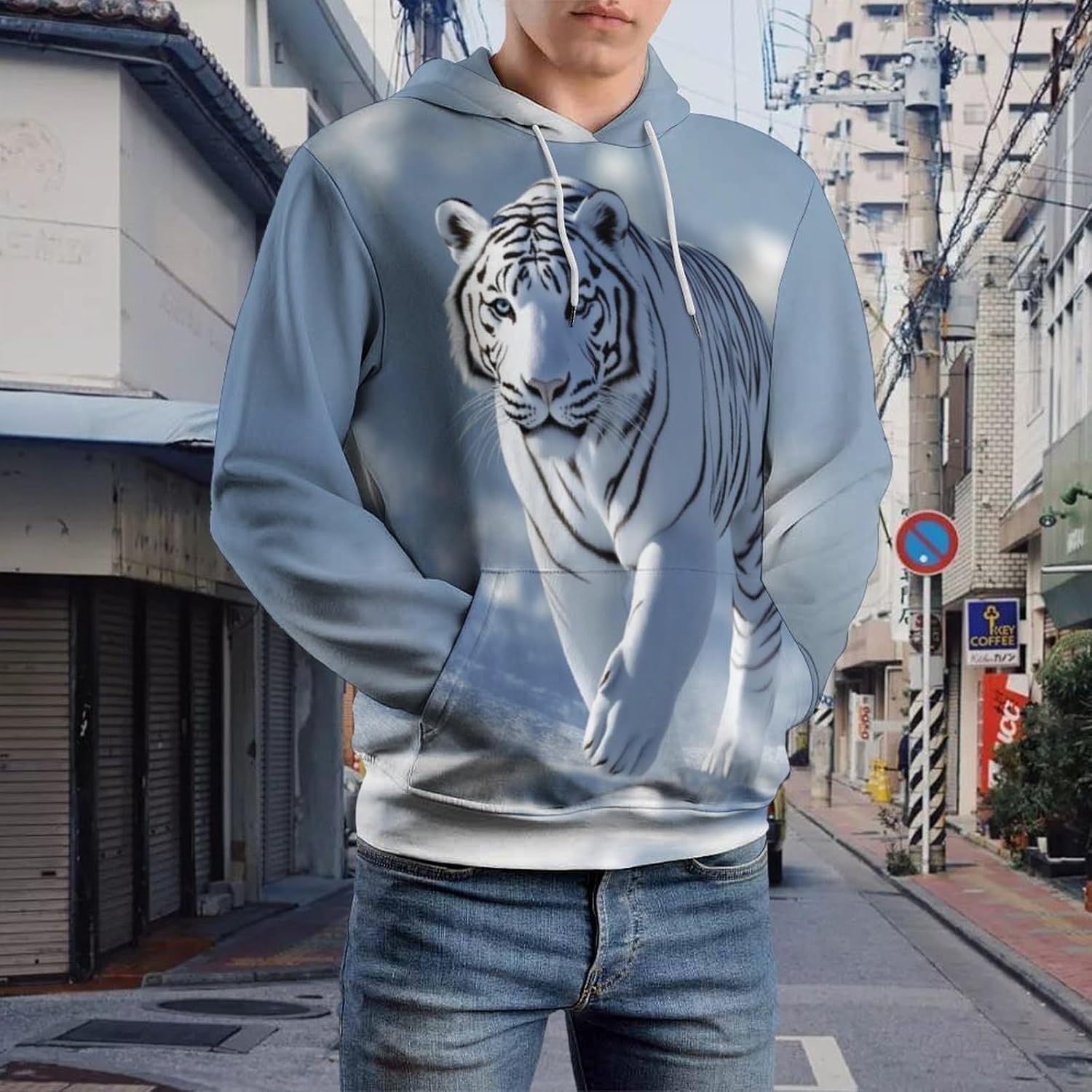 Men's Tiger Graphic Hoodie Animal Theme Winter Autumn Long Sleeve Sweatshirt - Image 5