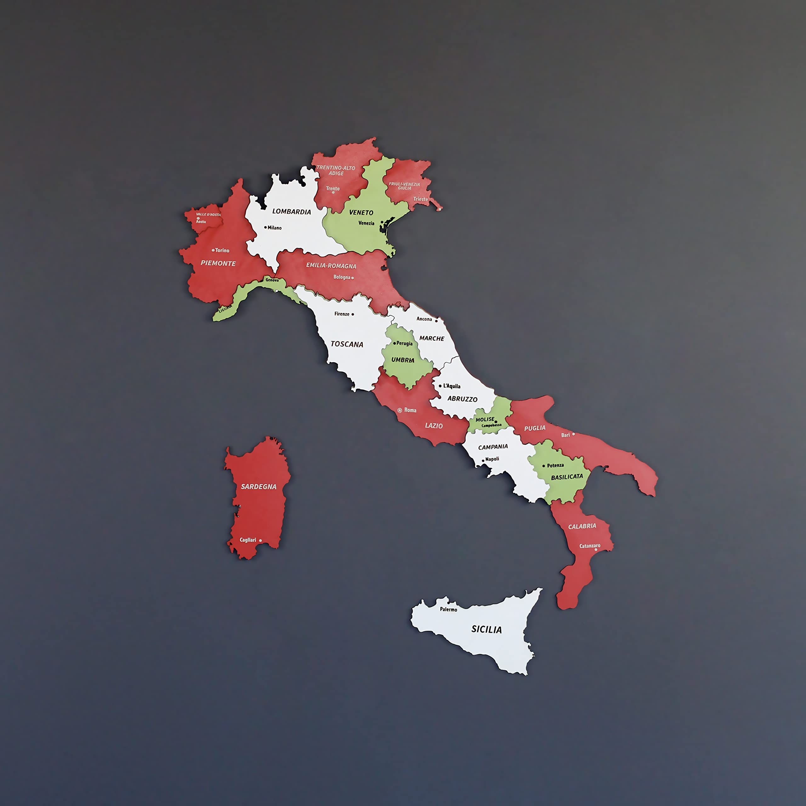 Colorfull Worlds Multilayered Wooden 3D Italy Map, Gift for Italian Friend, Italy Wooden Wall Decor, Map For Home & Kitchen or Office(Flag, 40x34 cm |