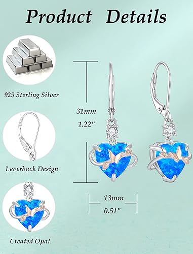 Miniatura 6 de Aretes de mariposa creados blancoazulrosaverde, aretes de ópalo de plata de ley, joyería de mariposa para mujer