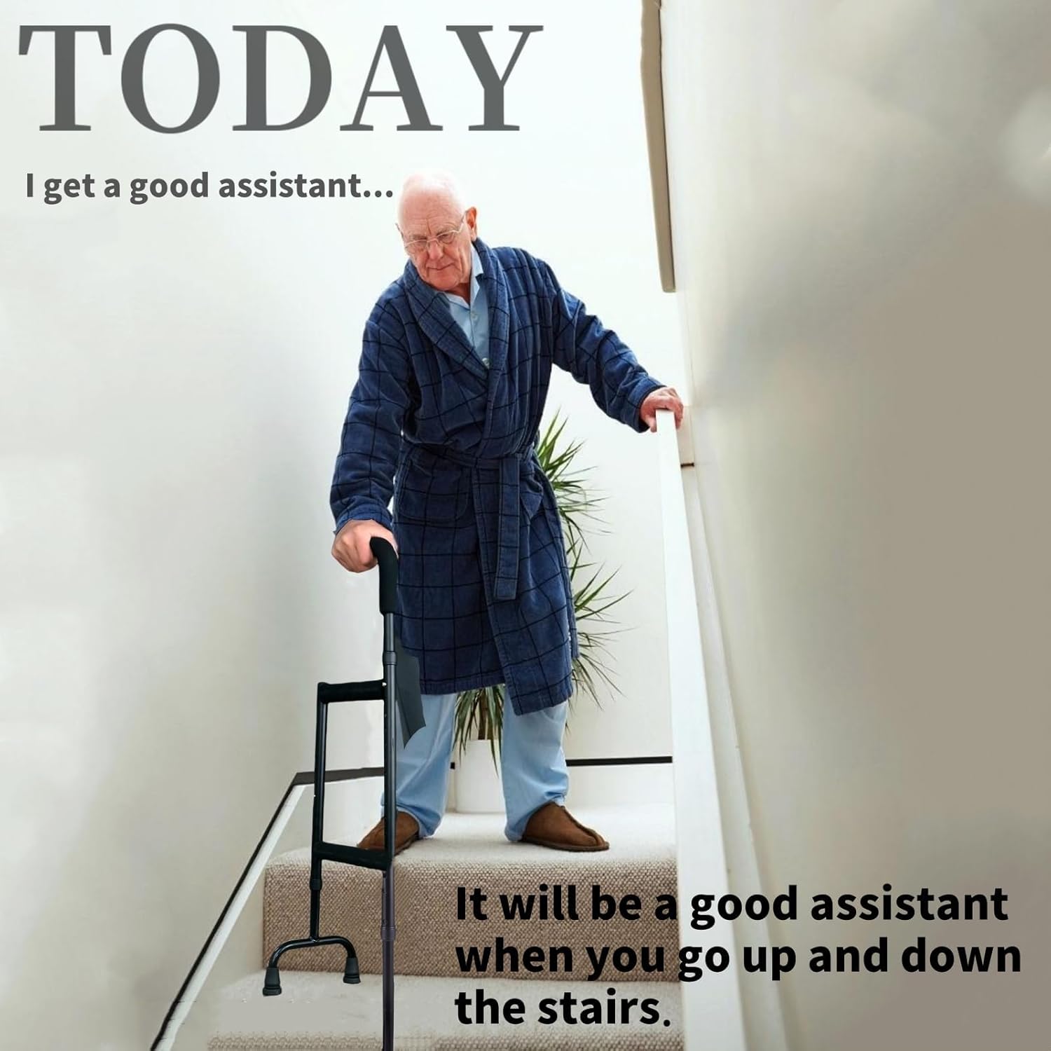 Stair Climbing Assist Cane for Elderly People, Step-Type Stair Walker Stair Walkers for Seniors Stair Lift Stability Cane