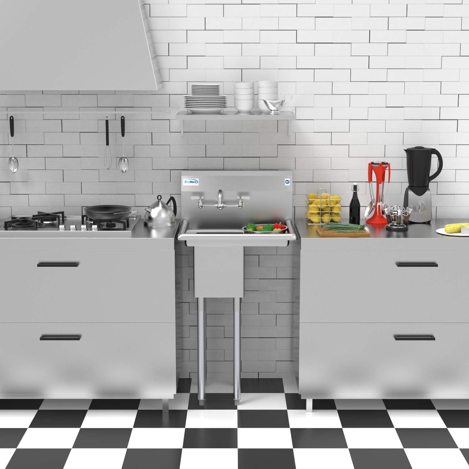 Compact Stainless Steel Utility Sink with Right Drainboard