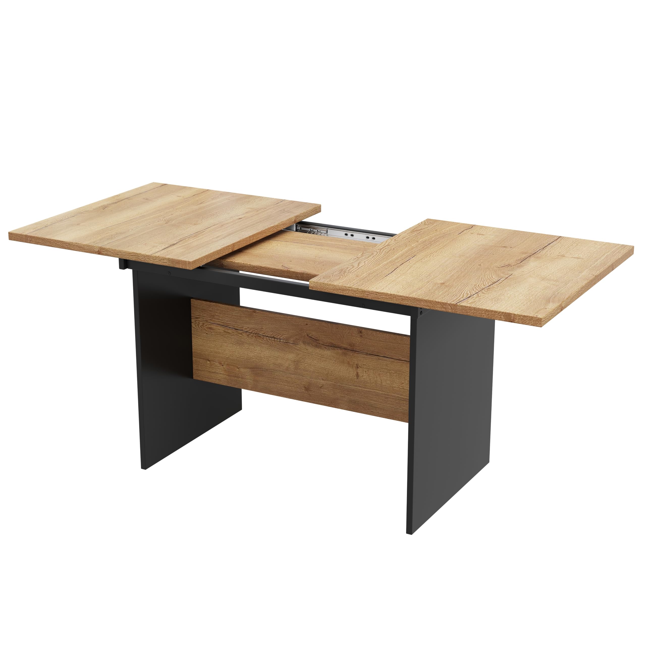 Lexiou Mesa de comedor extensible 140/180 x 80 cm, grano de madera rectangular, natural, ampliable en estilo minimalista