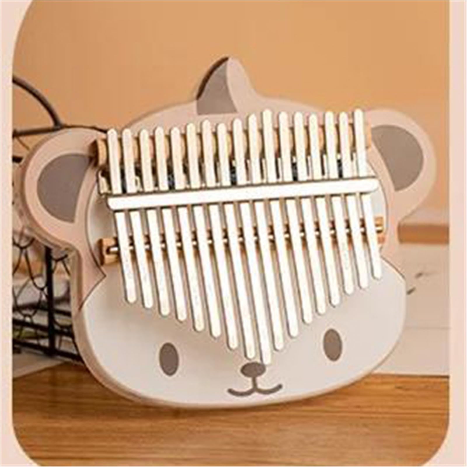 Kalimba Fortepian 17 Kluczowa Dekoracja Kalimba Profesjonalna Muzyczna Mini Drewniana Niedźwiedź Żywica Mini Naklejka Dekoracyjna Klawiatura Piyano(Style 4)