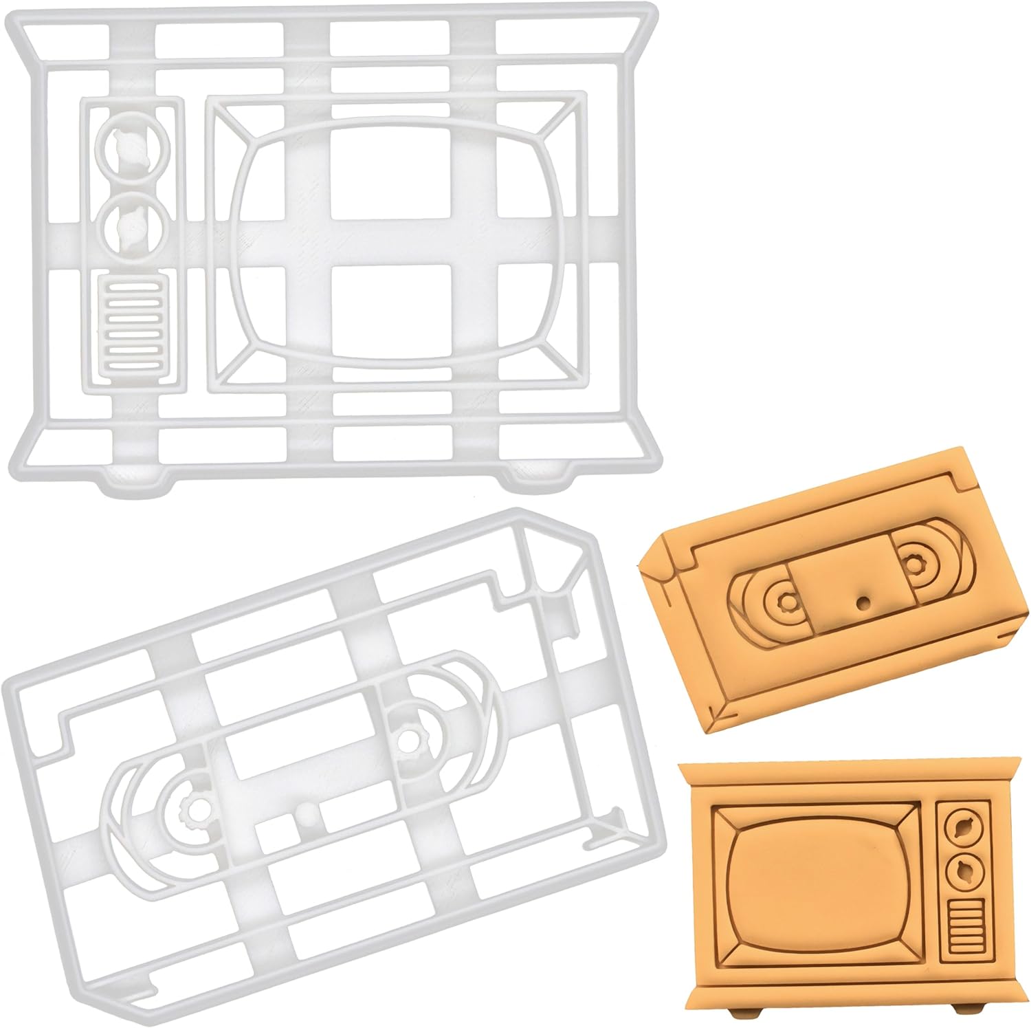 Set of 2 Retro TV and Video Tape Cookie Cutters, 2 pieces - Bakerlogy