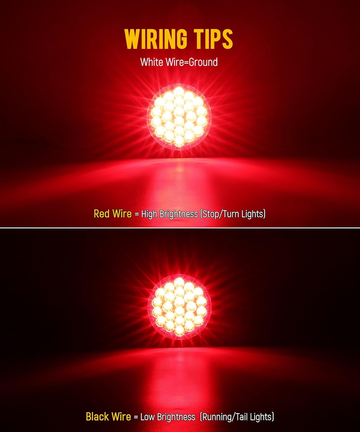 Partsam 12Pcs 4 Inch Round Led Trailer Tail Lights Kit Red 24 LED Waterproof 4" Brake Stop Turn Tail Marker Trailer Lights Sealed Flush Mount for Truck RV Boat UTE UTV 12V Grommet Plug Included