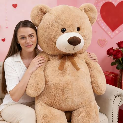 Vista 3 de Oso de peluche ultra suave de 51 pulgadas, animal de peluche grande para niñas y mujeres, regalos de Navidad, Pascua, día de San Valentín