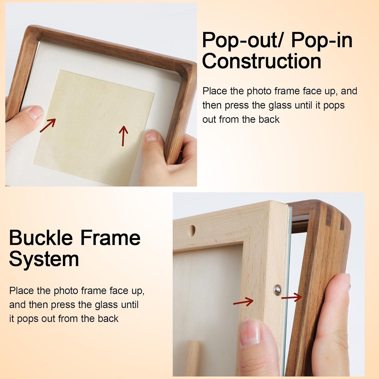 11x14 Picture Frame with Mat Matted to 8×10, Natural Walnut Wood Photo Frames Handcrafted Rounded Corner with Real Glass, Display Photo Gallery Wall & Tabletop Frame