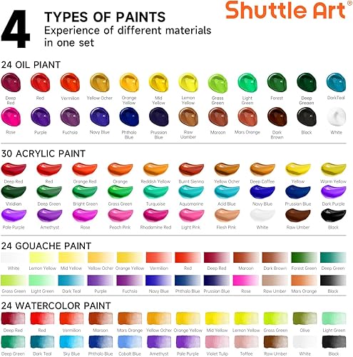 Miniatura 3 de Shuttle Art Juego de 168 piezas de pintura para artistas, juego de arte de lujo con pintura, caballetes de aluminio y madera, lienzo, blocs de