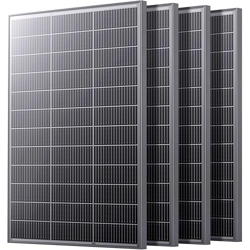 N-Type 16BB 400 Watt Solar Panel, 4Pcs Compact 12V 100W Solar Panel, 25% High Efficiency Monocrystalline PV Module, for Off-Grid, Rooftop, Farm,RV, Camper, Trailer, Marine(100w 4-Pack Panel)