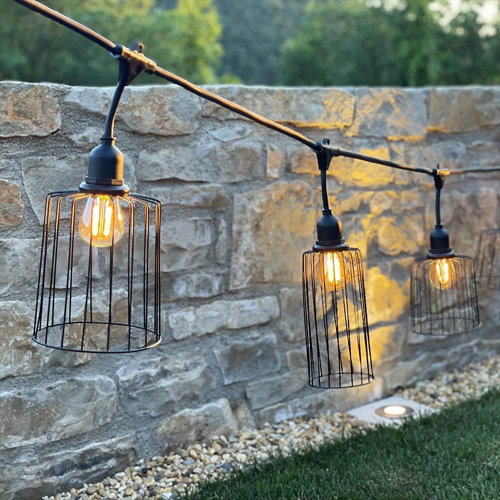 Guirnalda luminosa exterior con pantalla de metal 10 bombillas de filamento casquillo E27 LED blanco cálido NEMA LIGHT 6m