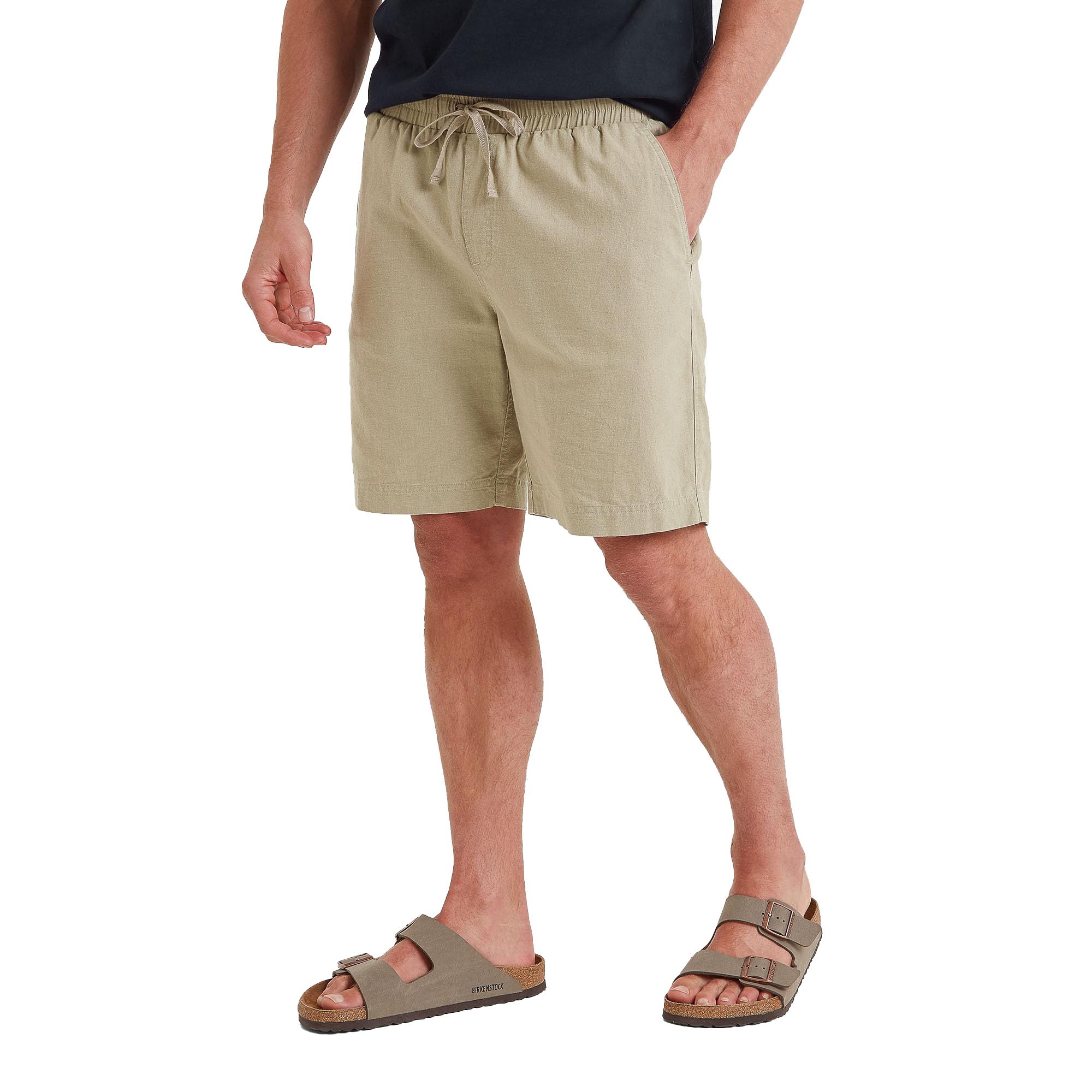 Tog24 Men's Dark Sand Sedona Shorts. The Cotton And Linen Blend Makes Them Lightweight, Breathable And Ideal For The Summer Months. Pair These Shorts With A T-Shirt For Classic Summer Style.