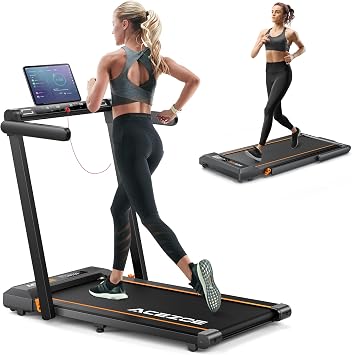 Acezoe 2 في 1 طوي حلقة مفرغة للمنزل، تحت مكتب مع 12 HIIT وسائط، تجريب التطبيقات وشاشة تعمل باللمس، 2.5 HP المشي لوزارة الداخلية، 265 lbs القدرات، خالية من التثبيت