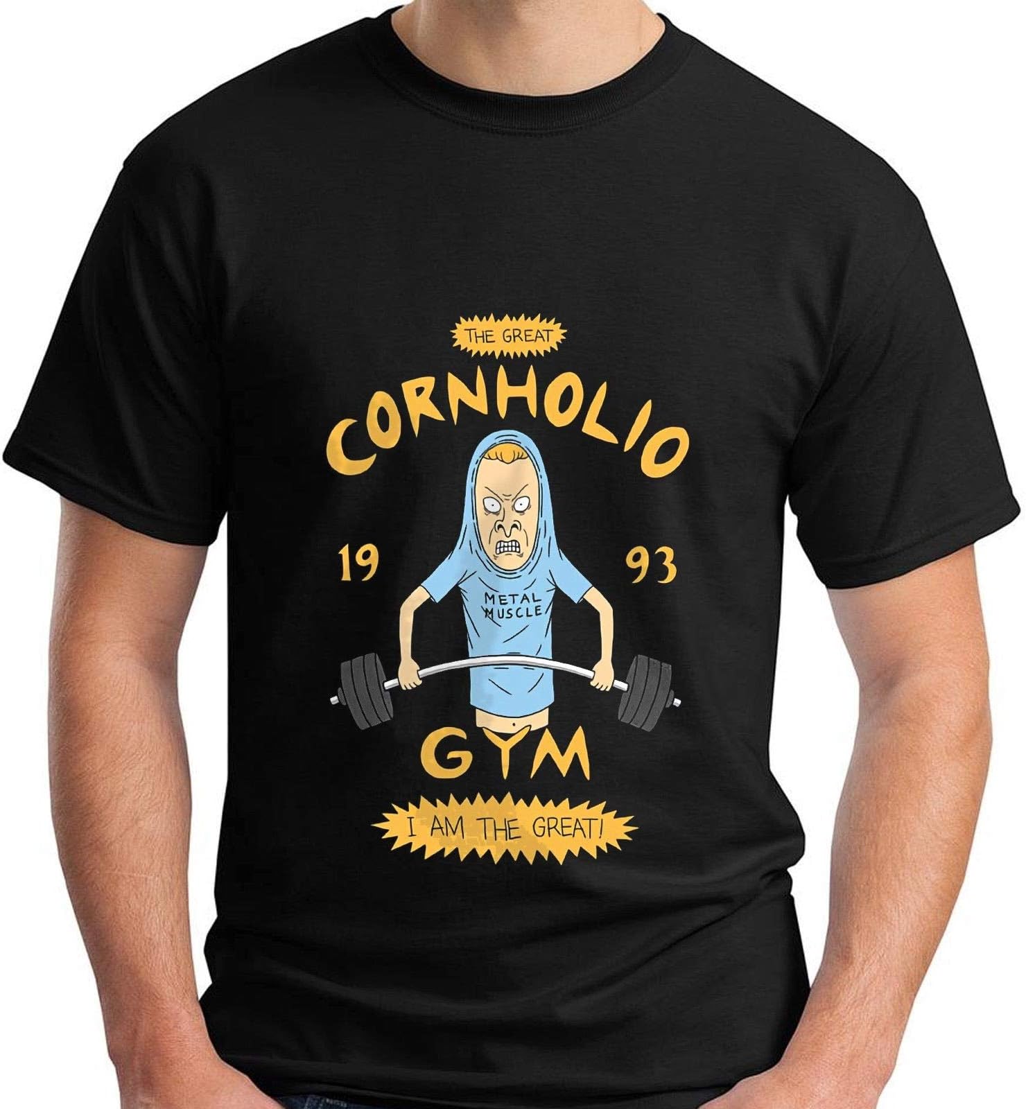 Beavis and Butthead Cornholio Gym - I Am The Great Funny Men's Black T-Shirt Men's Fashion Crew Neck Short Sleeves Cotton Tops Clothing