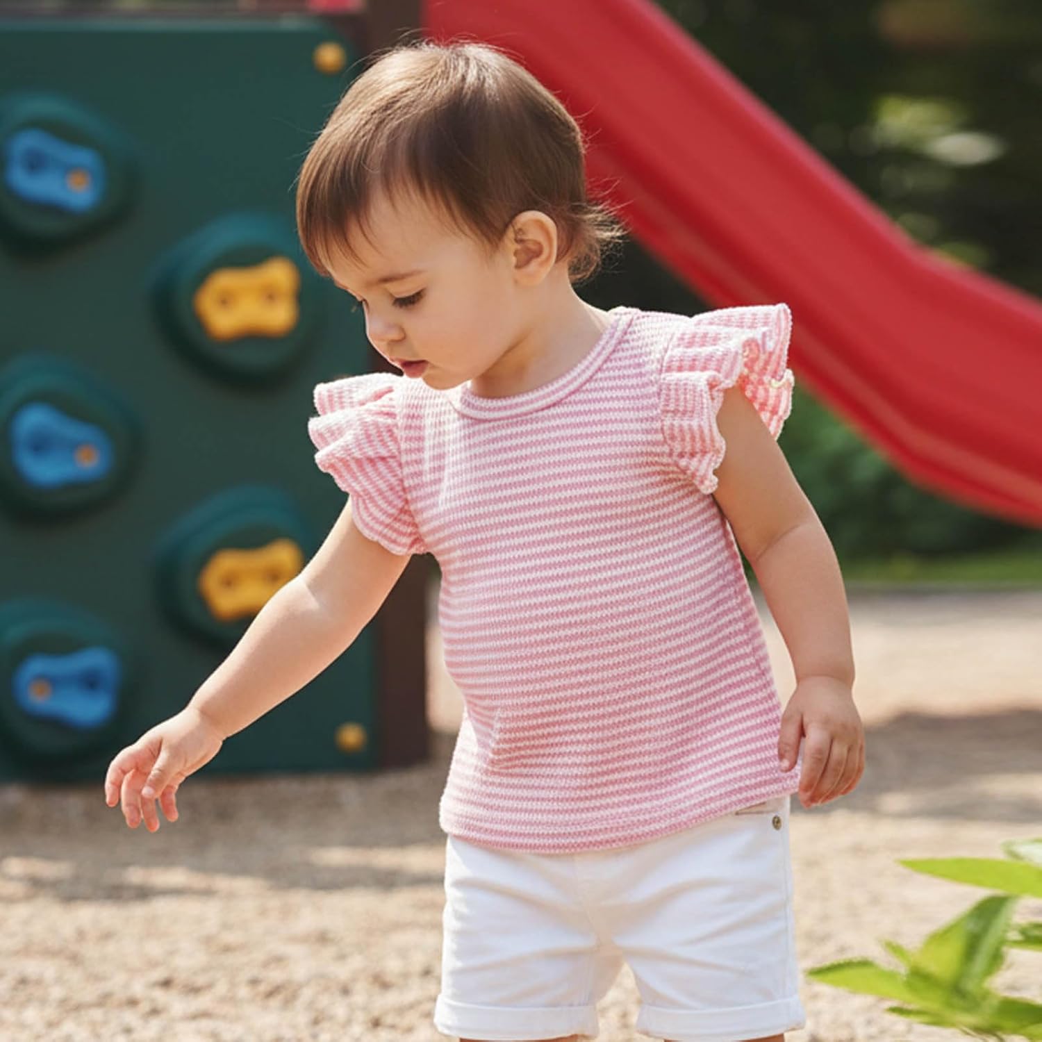 Toddler Baby Girls T Shirt Top Ribbed Short Sleeve Half Button-up Collared Casual Basic Tee Streetwear Blouse 0-6T - Image 4