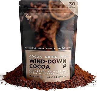 Slumber Wind-Down Cocoa – Melatonin-Free Hot Cocoa Sleep Drink Mix with Magnesium, L-Theanine, Reishi & Ashwagandha, Passionflower & Apigenin, Bedtime Cocoa for Adults, 30 Servings