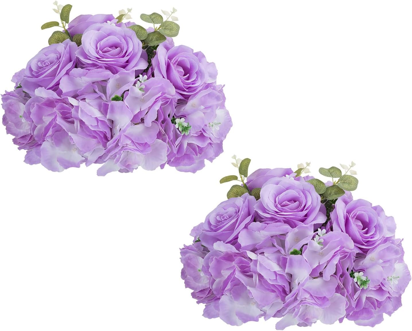 Wedding Flowers Flower Balls for Centerpieces - 2 Pcs Artificial Rose Balls, Small Fake Flower Ball, Silk Hydrangea Floral Ball, Arrangement Bouquet for Wedding Tables, Party, Home Decor, Lilac