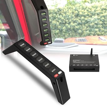 Grab Handle Switch Panel Compatible with Wrangler JL 2018-2023 and Gladiator 2020-2023, Aluminum Wireless 6 Gang Switch Panel with Strobe Mode
